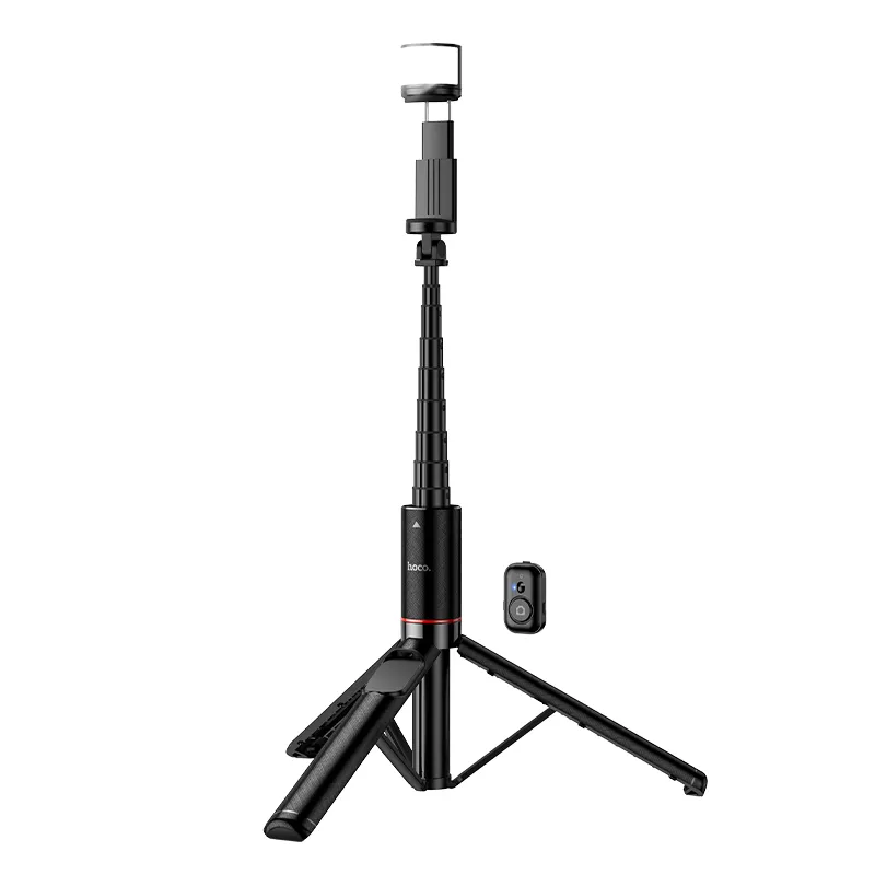 Selfie stick tripod with remote control + LED light Hoco K34 black