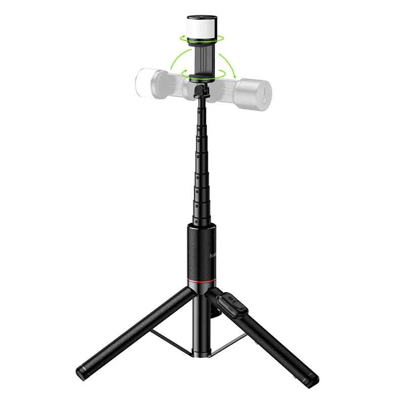 Selfie stick tripod with remote control + LED light Hoco K34 black
