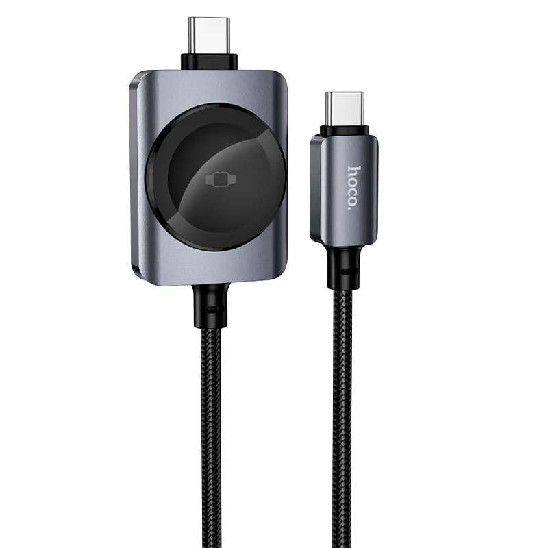 Hoco USB C to USB C cable PD100W with wireless charging passend für Apple Watch 1,2 m CW66 black