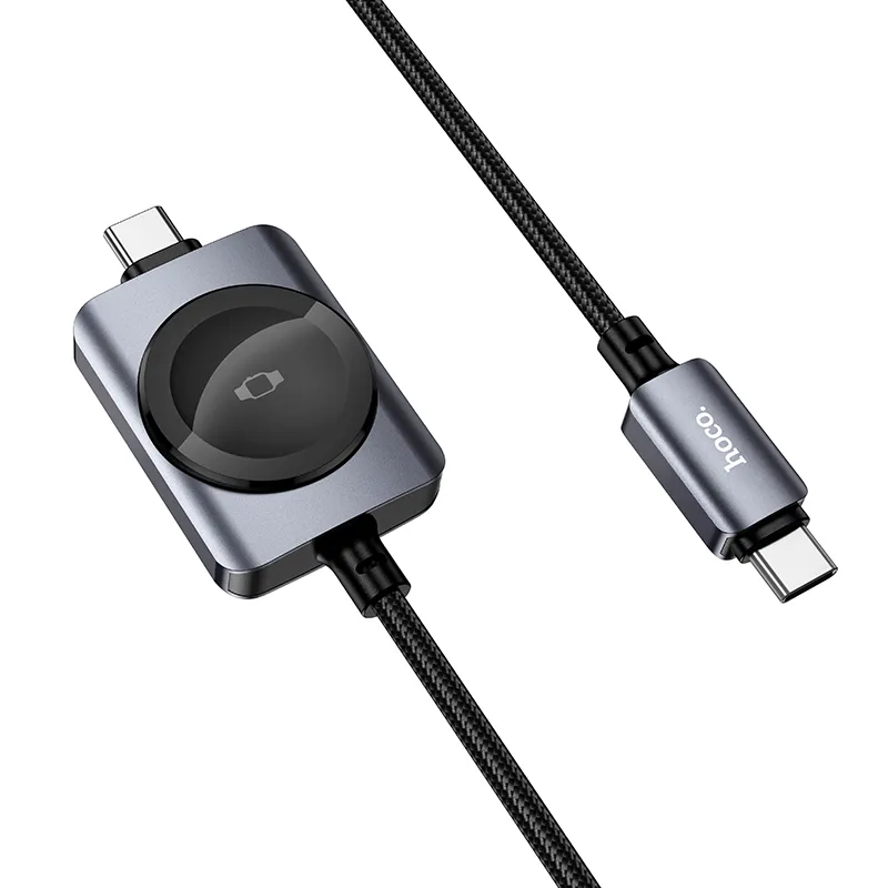 Hoco USB C to USB C cable PD100W with wireless charging passend für Apple Watch 1,2 m CW66 black