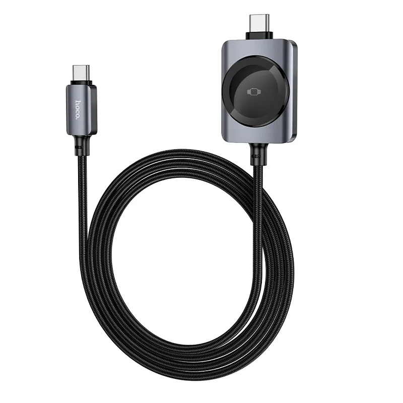 Hoco USB C to USB C cable PD100W with wireless charging passend für Apple Watch 1,2 m CW66 black