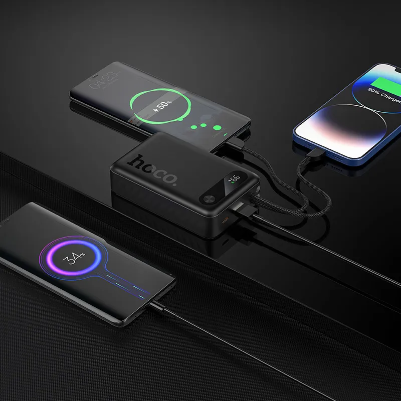 Powerbank Hoco 20000 mAh QC PD 2A 22,5W with built-in cables USB C + Lightning J171A black