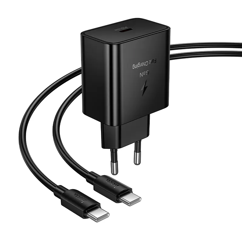 Phone charger Hoco USB C QC PD 45W + cable USB C to USB C N77 black