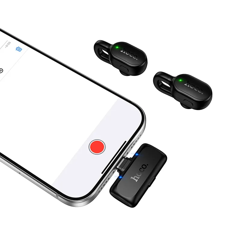 Wireless lavalier microphone USB C Hoco L27 black