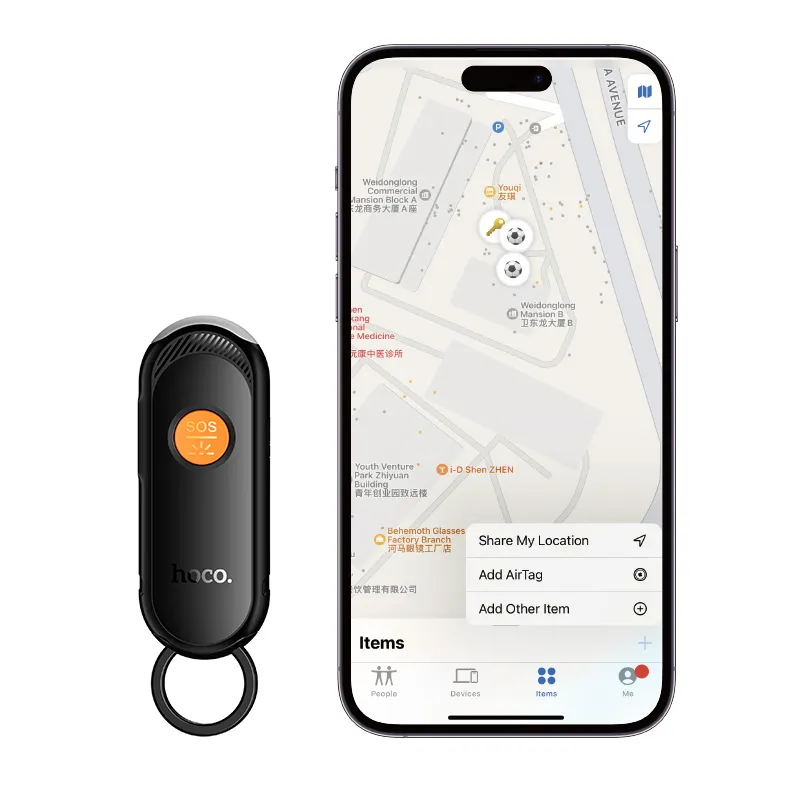 Locator kompatibel mit Apple Find My with flashlight Hoco E99 black