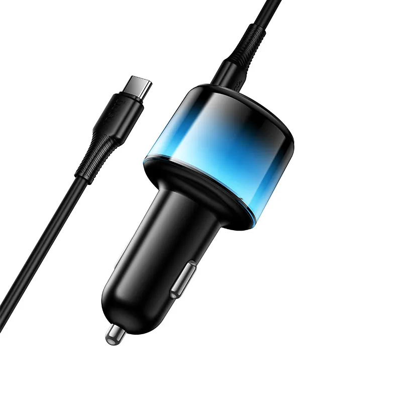 Car charger Hoco USB A + 2xUSB C PD QC3.0 37W + cable USB C to C Z69A black