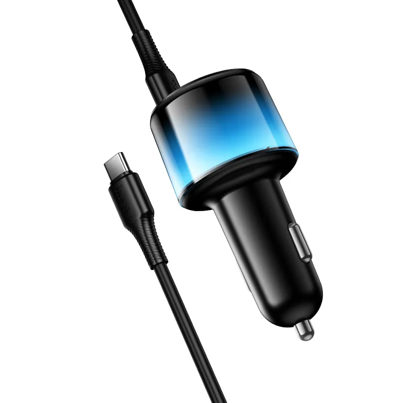 Car charger Hoco USB A + 2xUSB C PD QC3.0 37W + cable USB C to C Z69A black