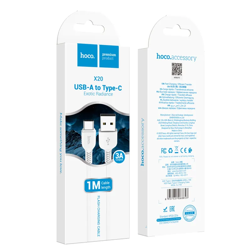 HOCO cable USB kabel Flash Typ C X20 1 m weiß
