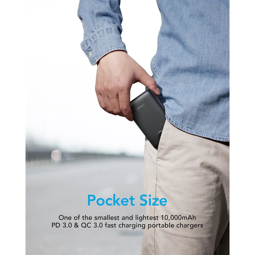 VEGER Powerbank 10 000 mAh PD QC3.0 2A 22.5W S11 (W1140) schwarz