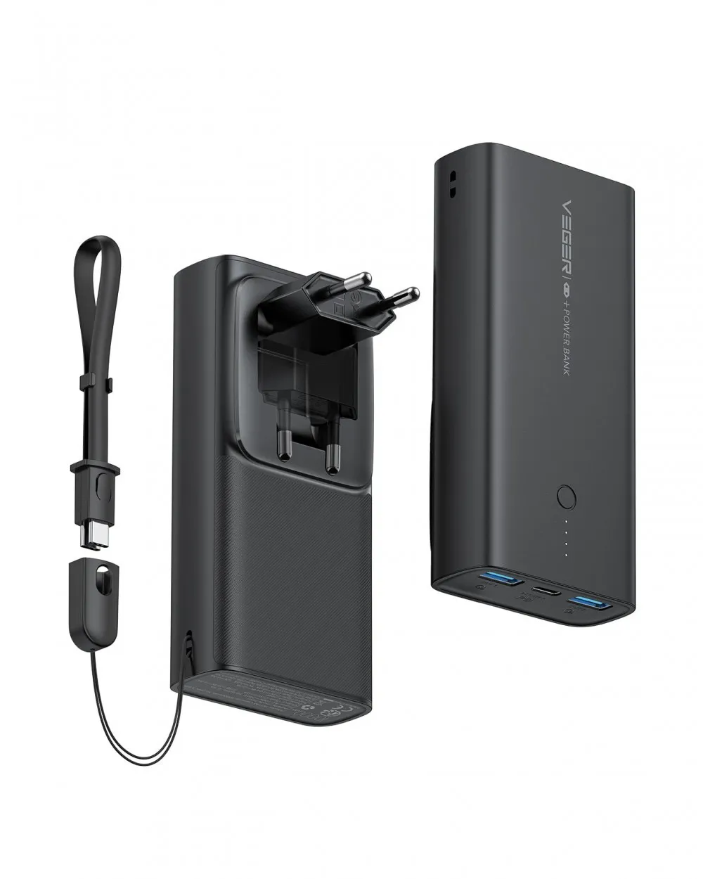 VEGER Powerbank 10 000 mAh PD QC3.0 20W ACE100 (W1146) schwarz