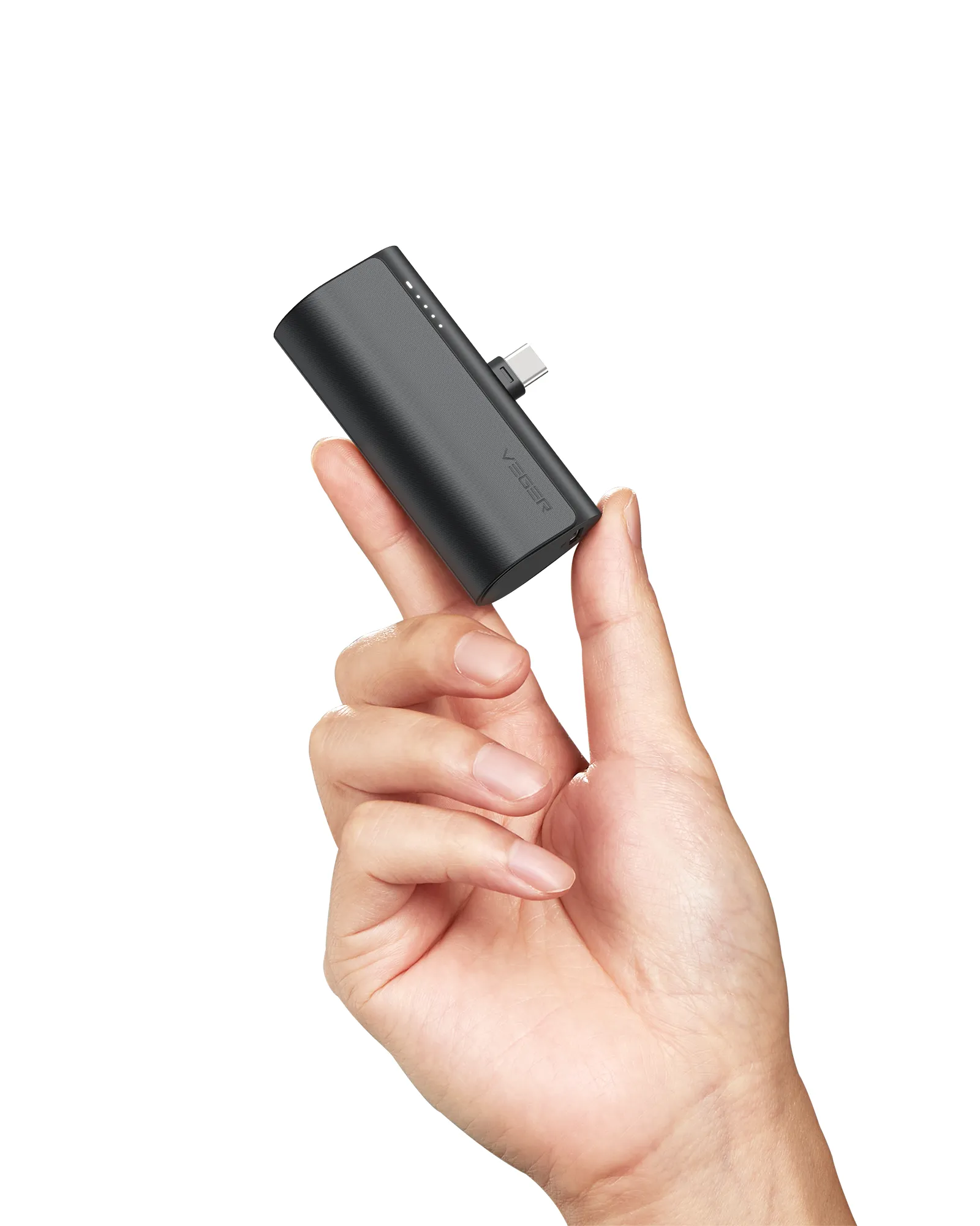 VEGER Powerbank 5 000 mAh mit integriertem Typ C PD QC3.0 3A 20W PlugOn Anschluss (W0556) schwarz