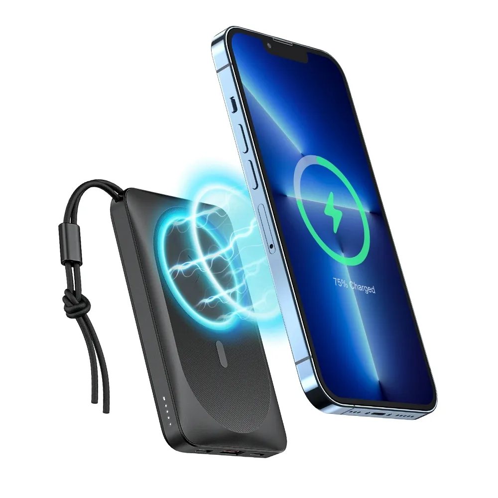VEGER Powerbank 10 000 mAh mit induktiver Ladung kompatibel mit MagSafe PD QC3.0 2A 20W MagOn (VP1151 / W1151) weiß