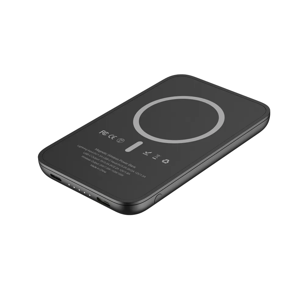 VEGER Powerbank 5 000 mAh mit induktivem Laden kompatibel mit MagSafe PD QC3.0 2A 20W MagOn Kick (V0553P / W0553P) schwarz