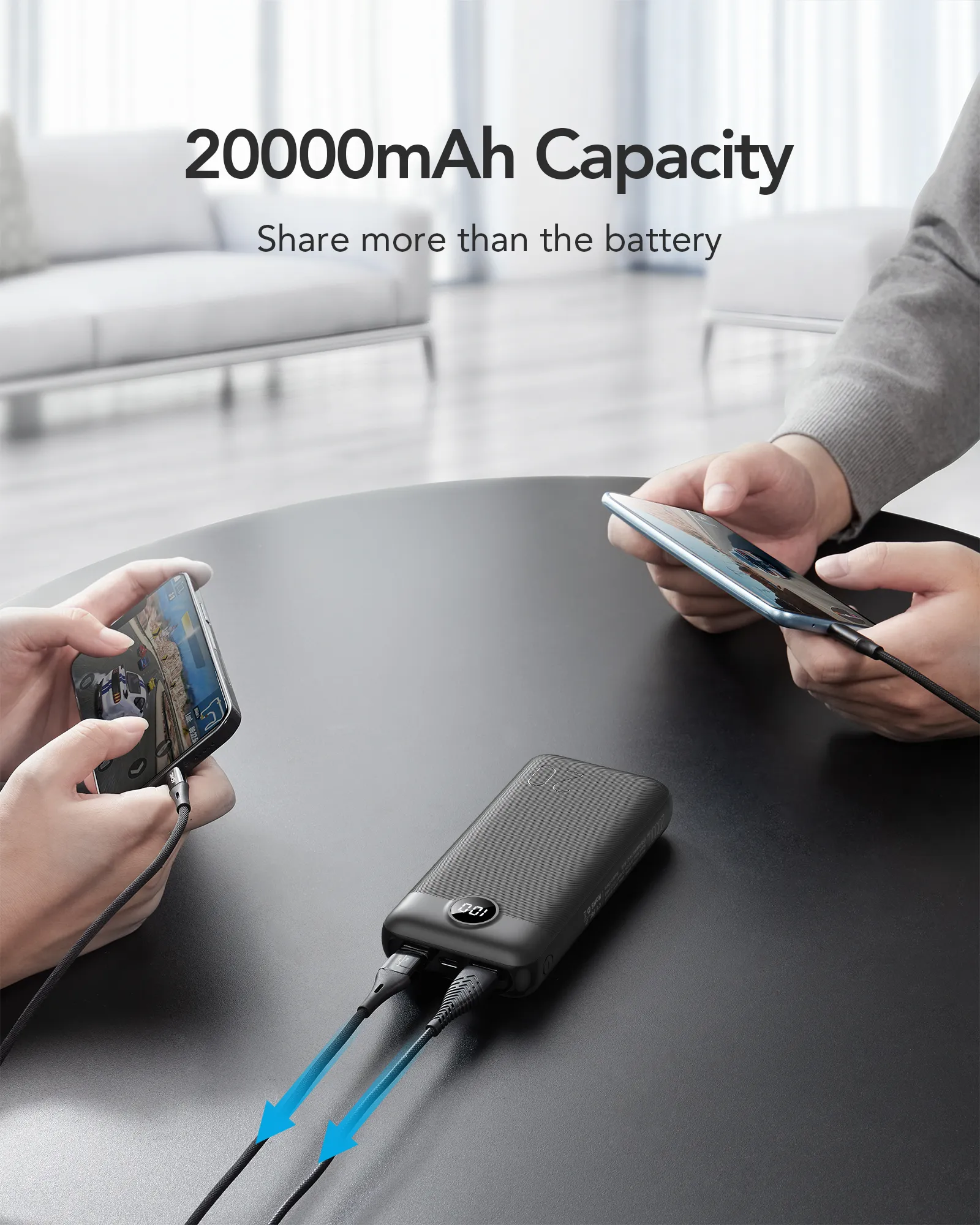 VEGER Powerbank 20 000 mAh PD QC3.0 2A 20W L20S (VP2039PD / W2039PD) schwarz