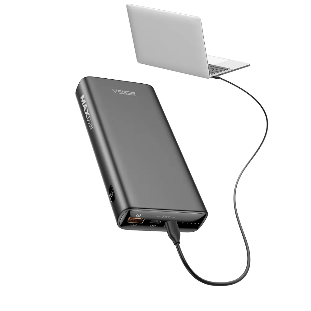VEGER Powerbank 20 000 mAh PD QC3.0 5A 100W T100 (W2032C-100) schwarz