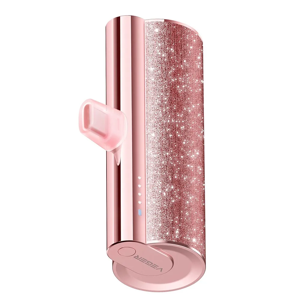 VEGER Powerbank 5 000 mAh mit integriertem Typ C PD QC3.0 2.4A 12W PlugOn (W0573) rosa