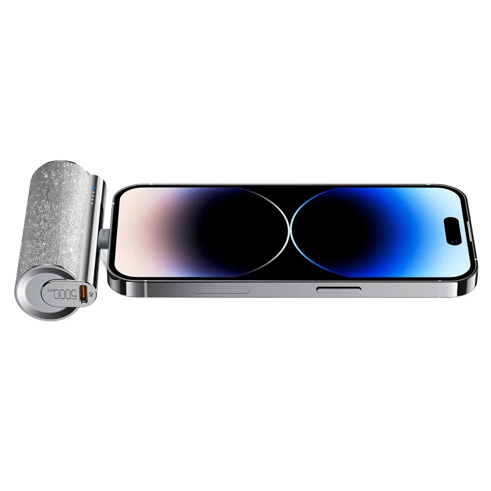 VEGER Powerbank 5 000 mAh mit integriertem Lightning PD QC3.0 2.4A 12W PlugOn (W0573P) silber