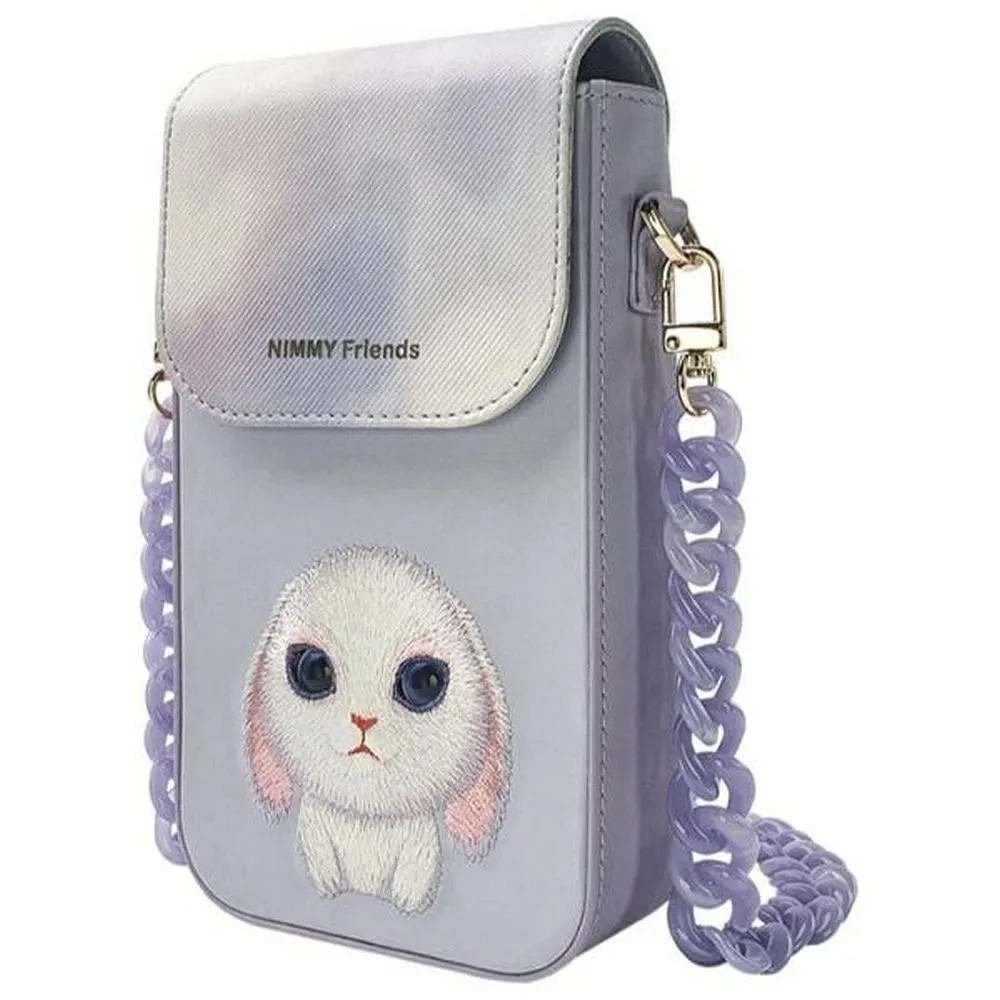 Phone case wallet handbag 3-in-1 Set Nimmy Big Eyed Pet 2.0 rabbit violet