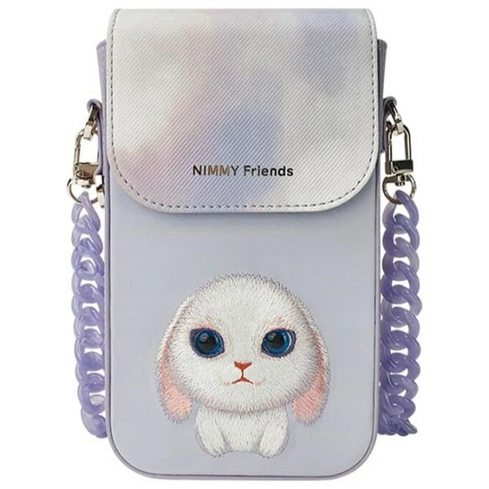 Phone case wallet handbag 3-in-1 Set Nimmy Big Eyed Pet 2.0 rabbit violet