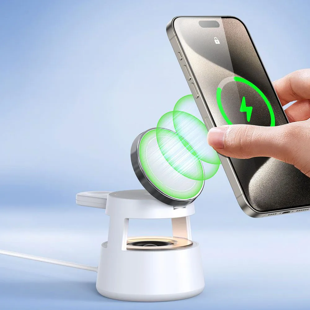 DUZZONA W23 5-in-1 Magnetic Wireless Charging Station with Bluetooth Speaker