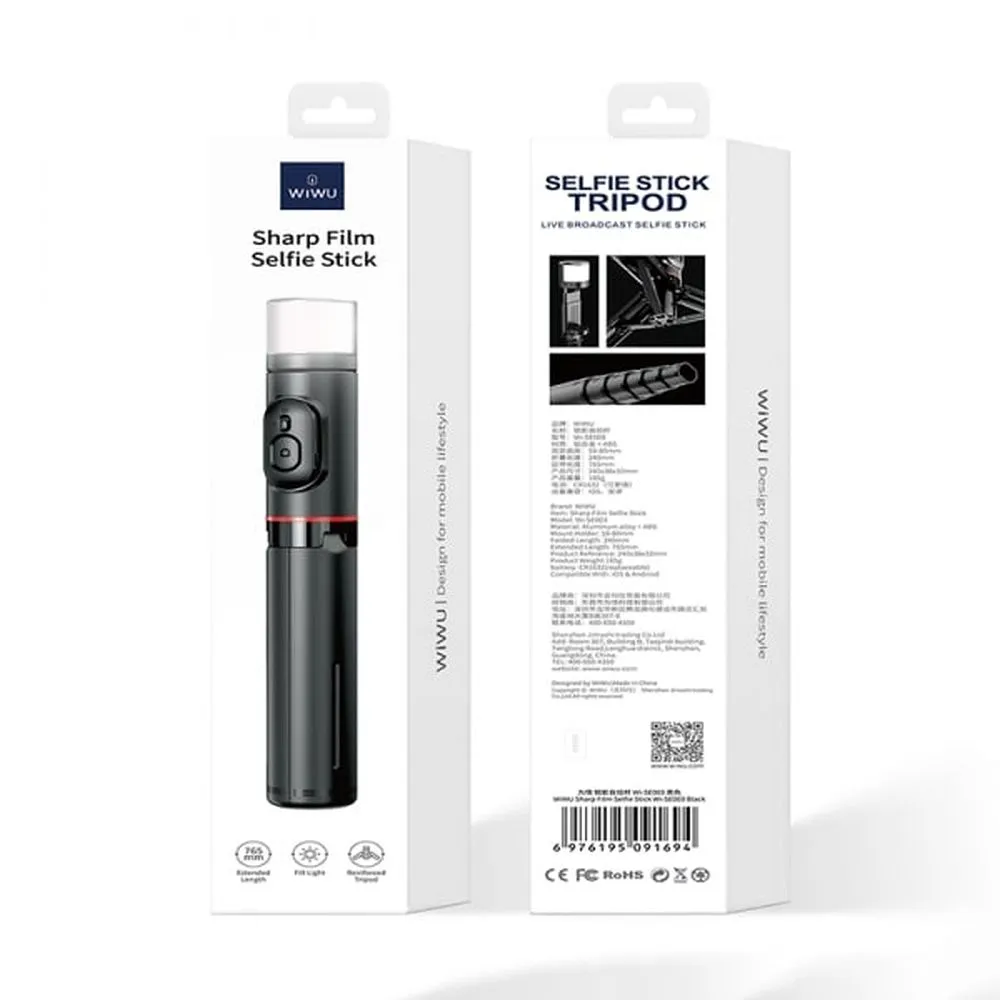 WiWU - Selfie-Stick Wi-SE003 mit Stativfunktion und eingebautem LED-Licht