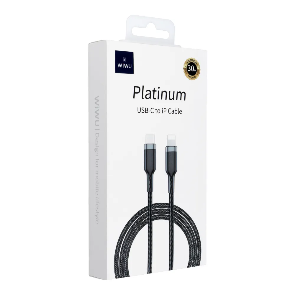 WiWU - Platinum Series USB-Kabel Wi-C013 USB C zu Lightning 30W 1.2m - schwarz
