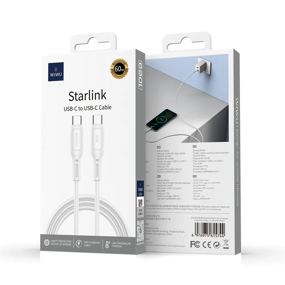 WiWU - Starlink Series Data Cable Wi-C043E USB C to USB C 30W - white