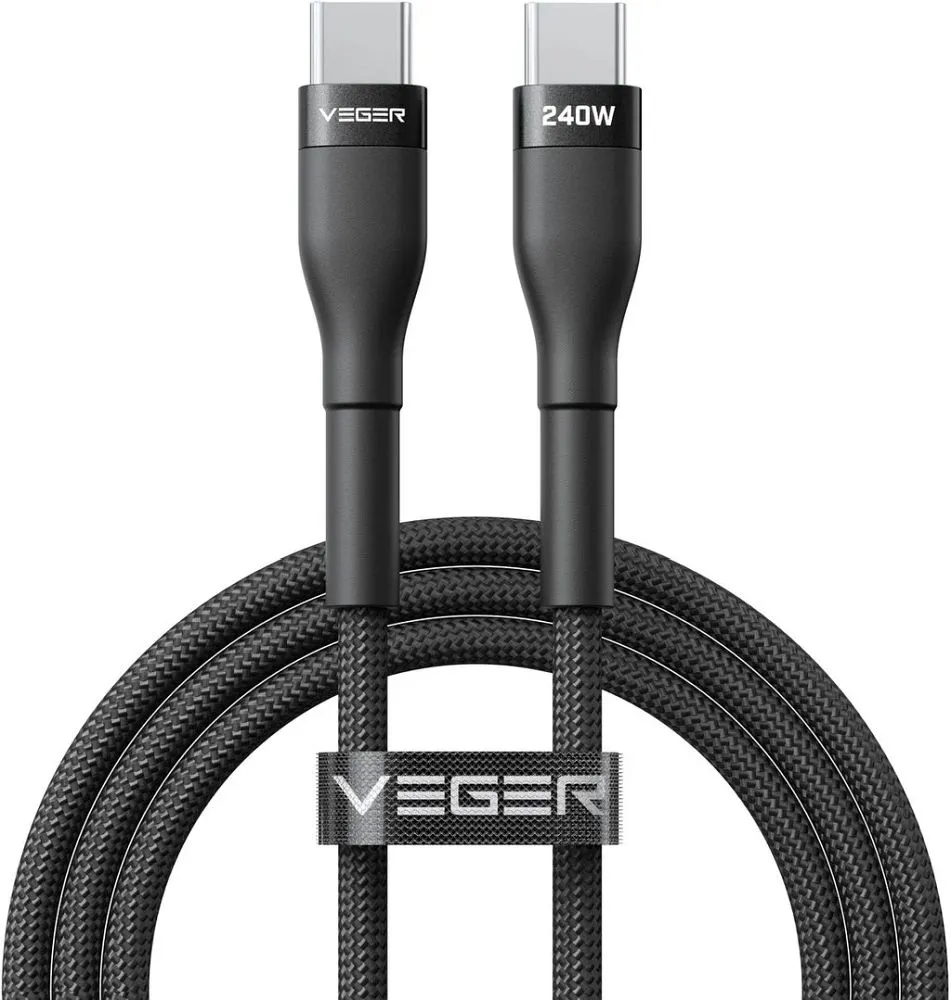 VEGER Kabel Typ C auf Typ C PD 5A 240W CC03 1,5 m schwarz