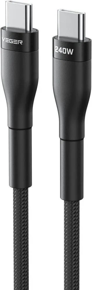 VEGER Kabel Typ C auf Typ C PD 5A 240W CC03 1,5 m schwarz