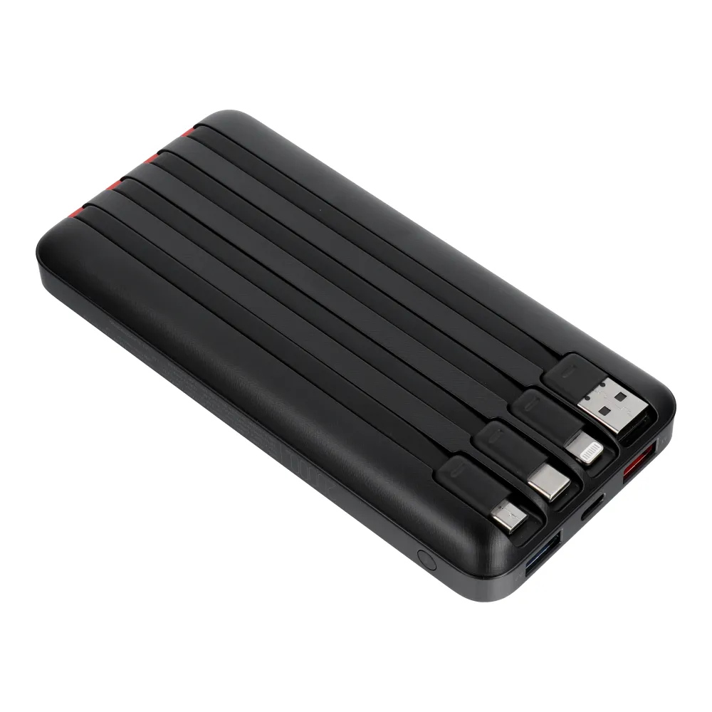 Powerbank Charmast W2089 PD3.0 3A 22,5W 20000 mAh with built-in cables USB A / USB C / Lightning / Micro USB black