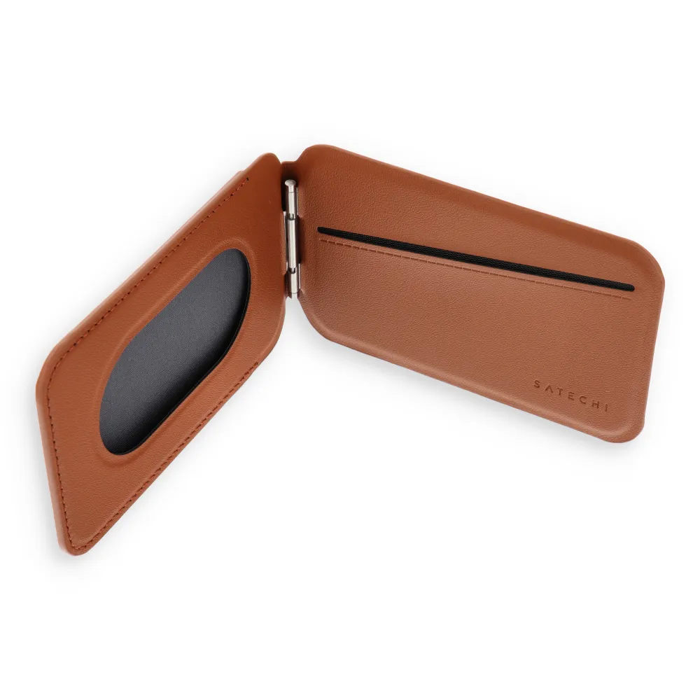 Wallet case with stand kompatibel mit Magsafe Satechi Vegan leather wallet stand brown