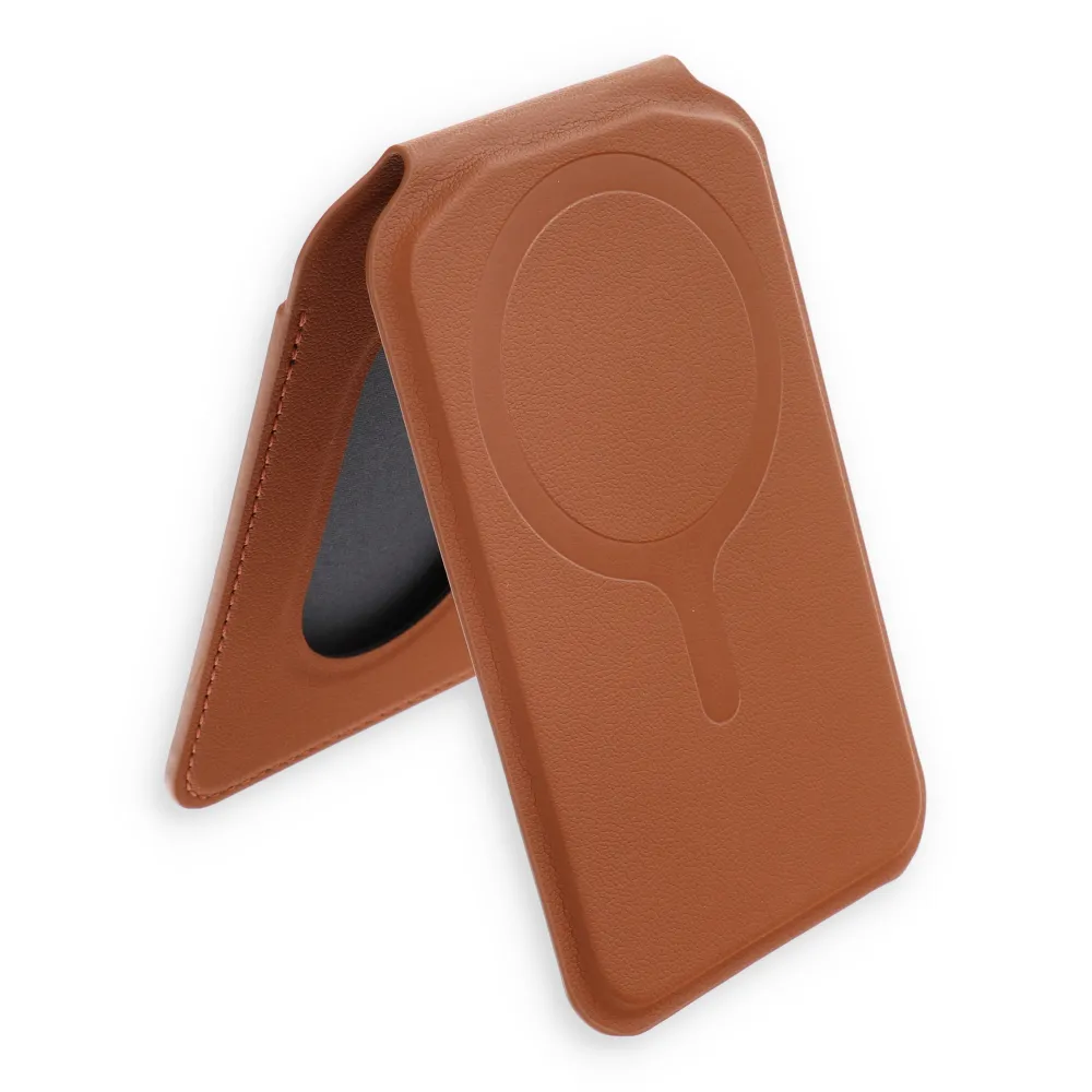 Wallet case with stand kompatibel mit Magsafe Satechi Vegan leather wallet stand brown