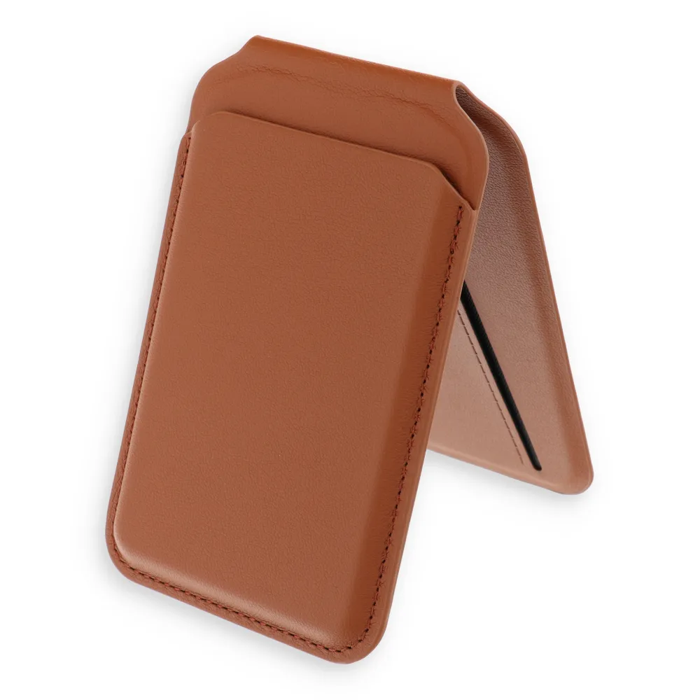 Wallet case with stand kompatibel mit Magsafe Satechi Vegan leather wallet stand brown