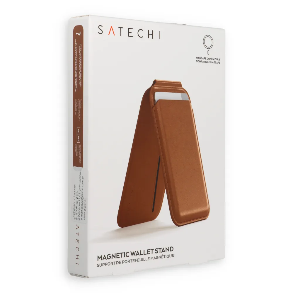 Wallet case with stand kompatibel mit Magsafe Satechi Vegan leather wallet stand brown