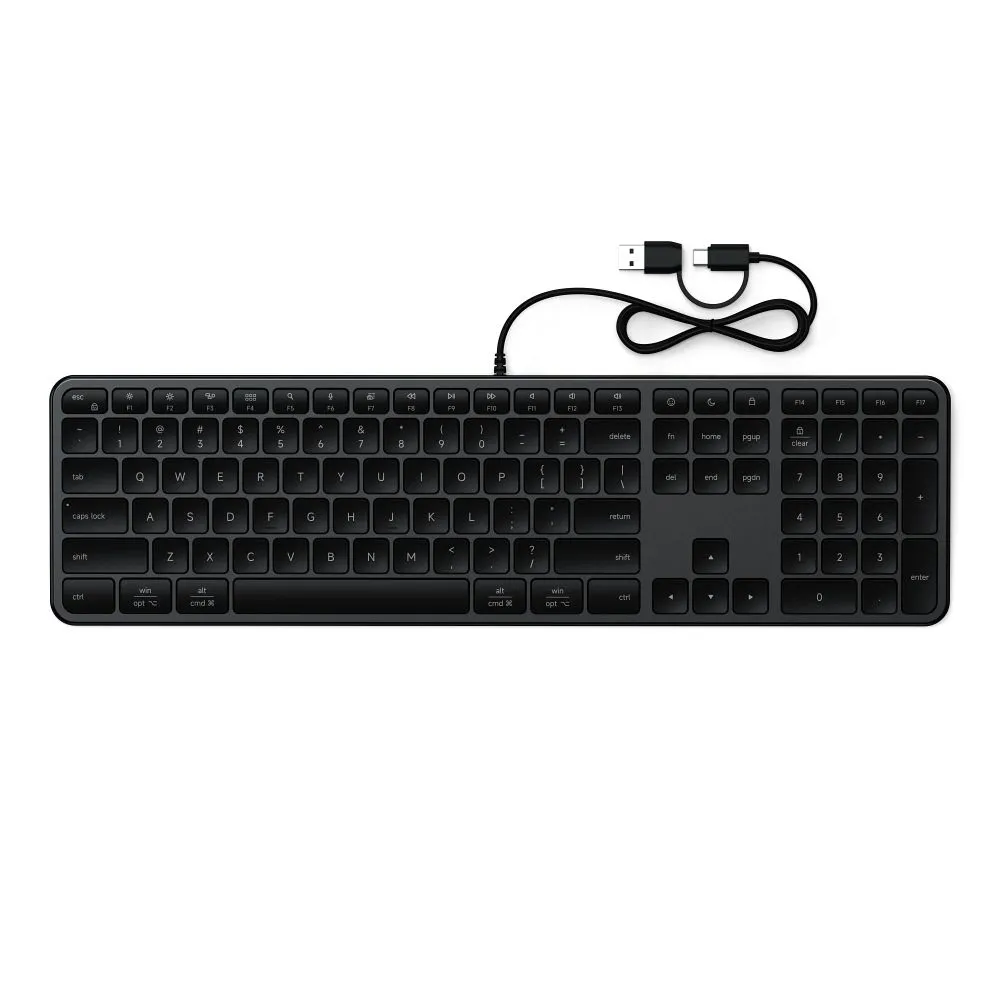 Wired keyboard USB A/USB C QWERTY Dual (Mac/Windows) Satechi Slim LX3 Wired space black