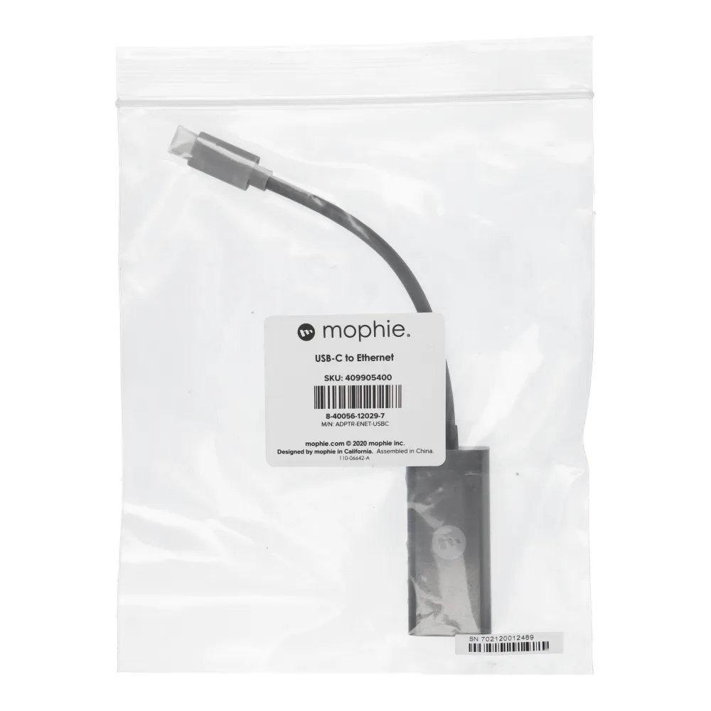 Adapter Ethernet RJ45 (female) to Type C (male) Mophie adapter grey